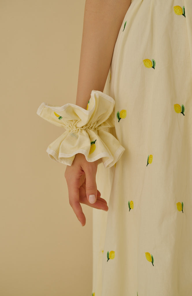 Menton lemon embroidery maxi dress