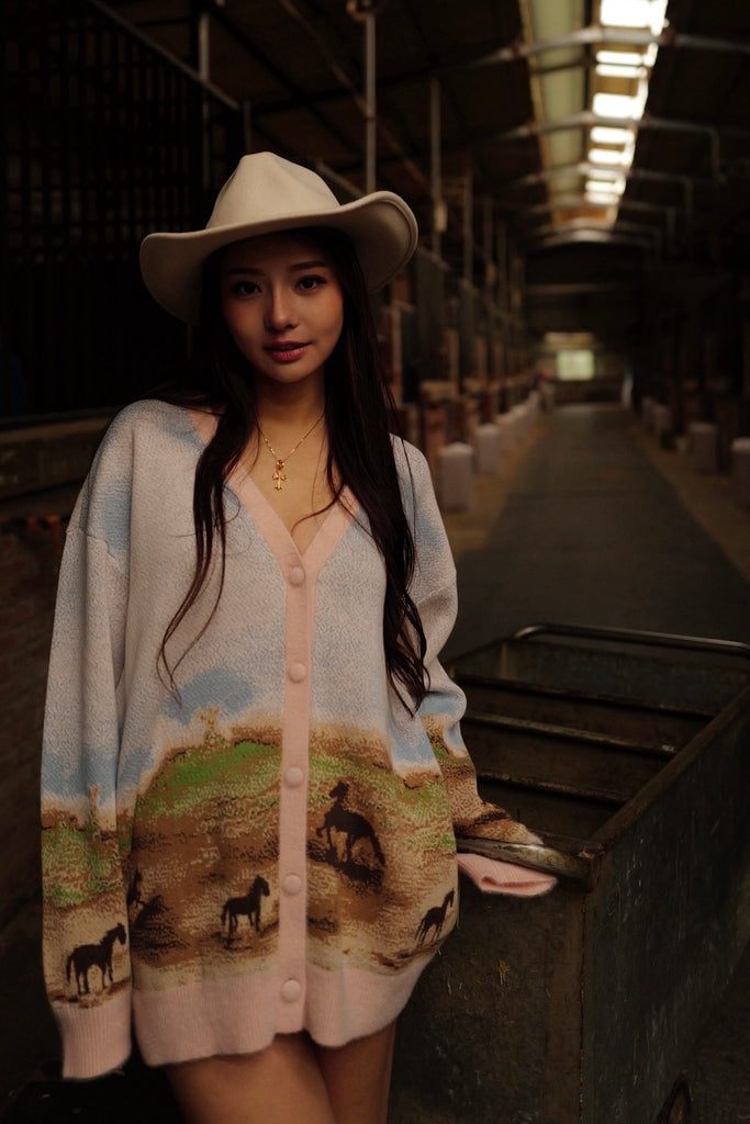 Cotton Canter knitted painting cardigan