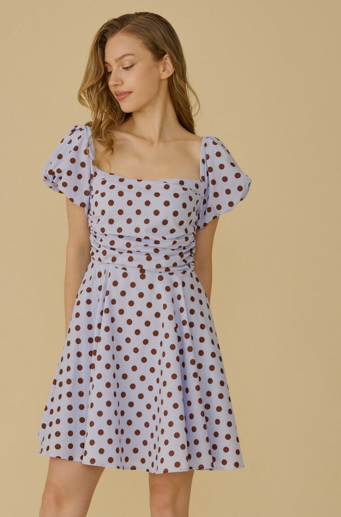 Tuscan sunshine polka dot mini dress