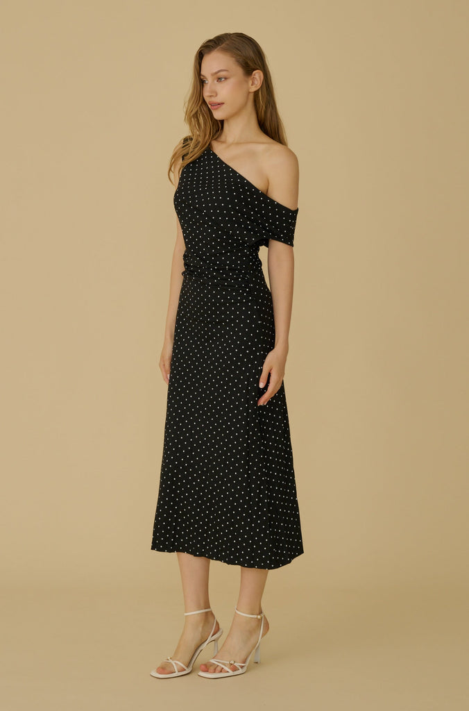 Moonlight polka midi dress