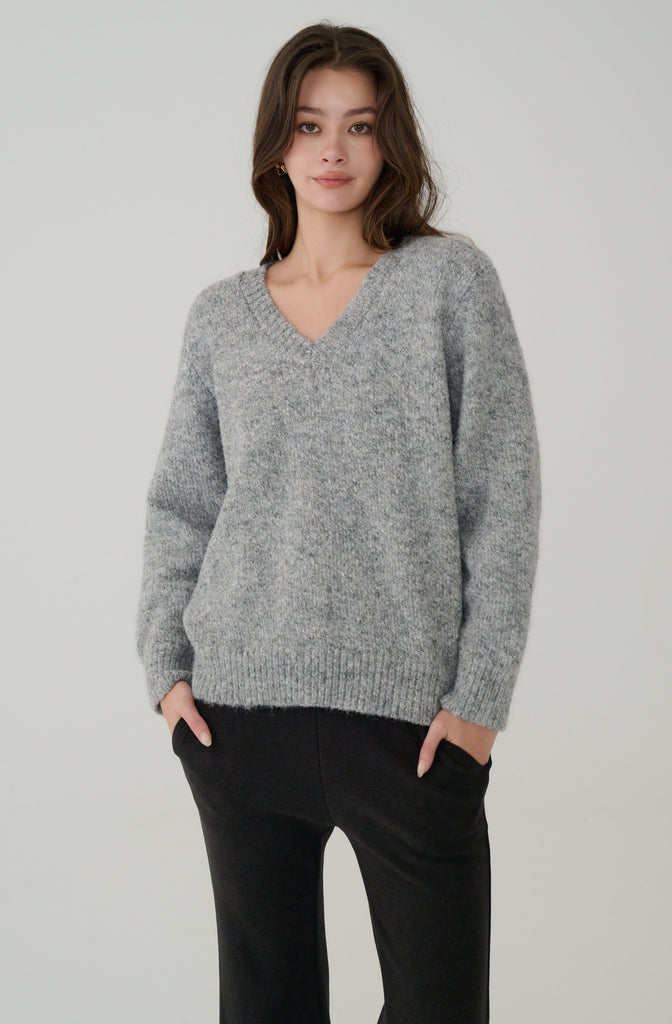 Snowy Knit wool blend Sweater in Grey