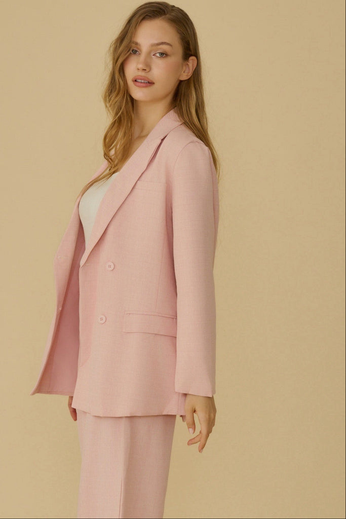 Élune double breasted blazer in pink