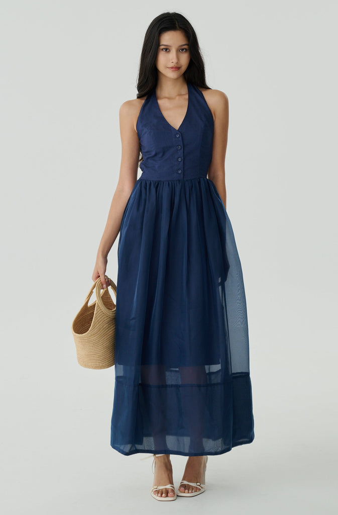 Rythm of love halter maxi dress in navy blue  Bisou Bisou Store