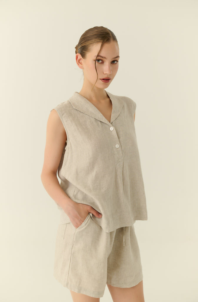 The riviera linen sleeveless set