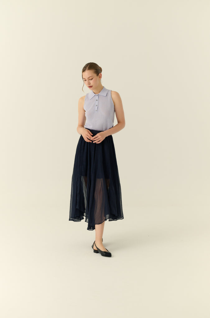 Tender touch pleated elastic skirt in navy