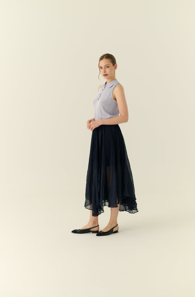 Tender touch pleated elastic skirt in navy