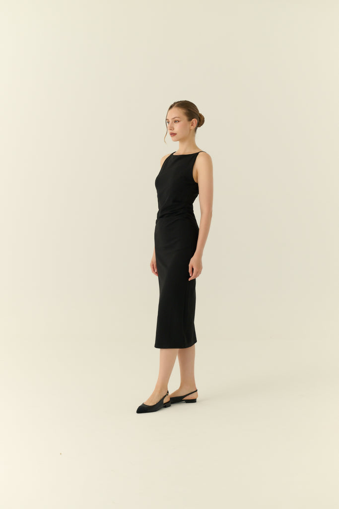 Café de minuit midi dress in black