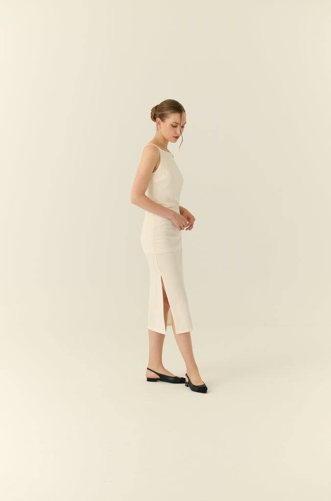 Café de minuit midi dress in white