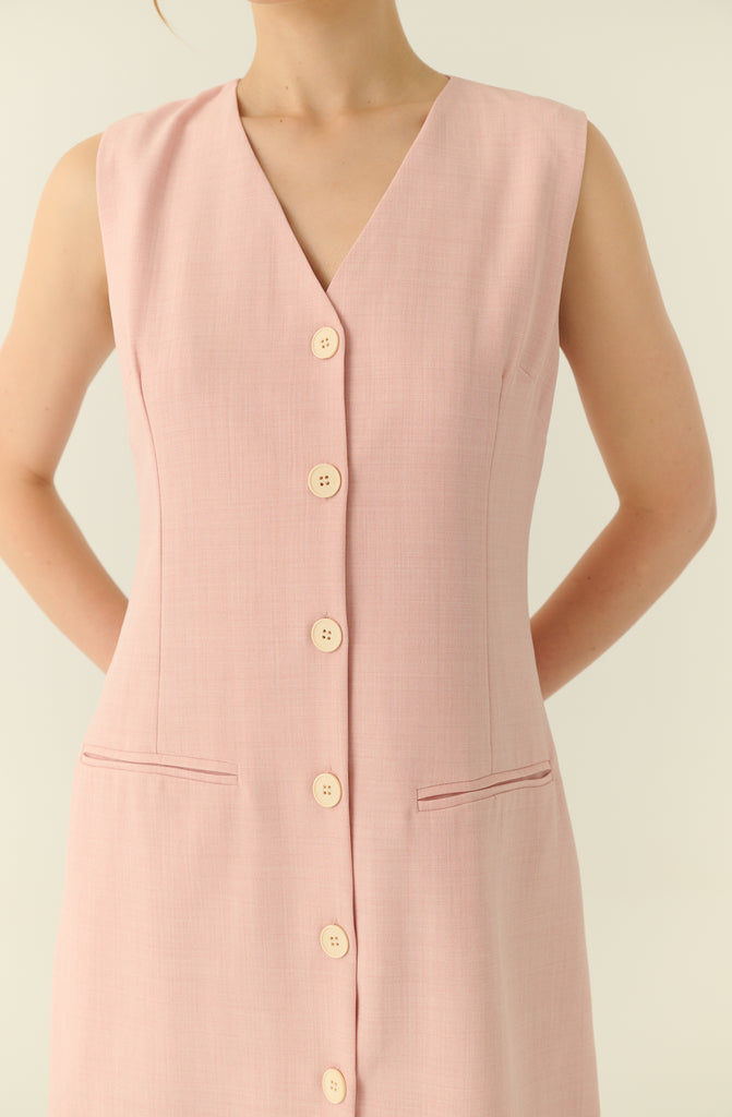 The parisian button down shift dress in pink