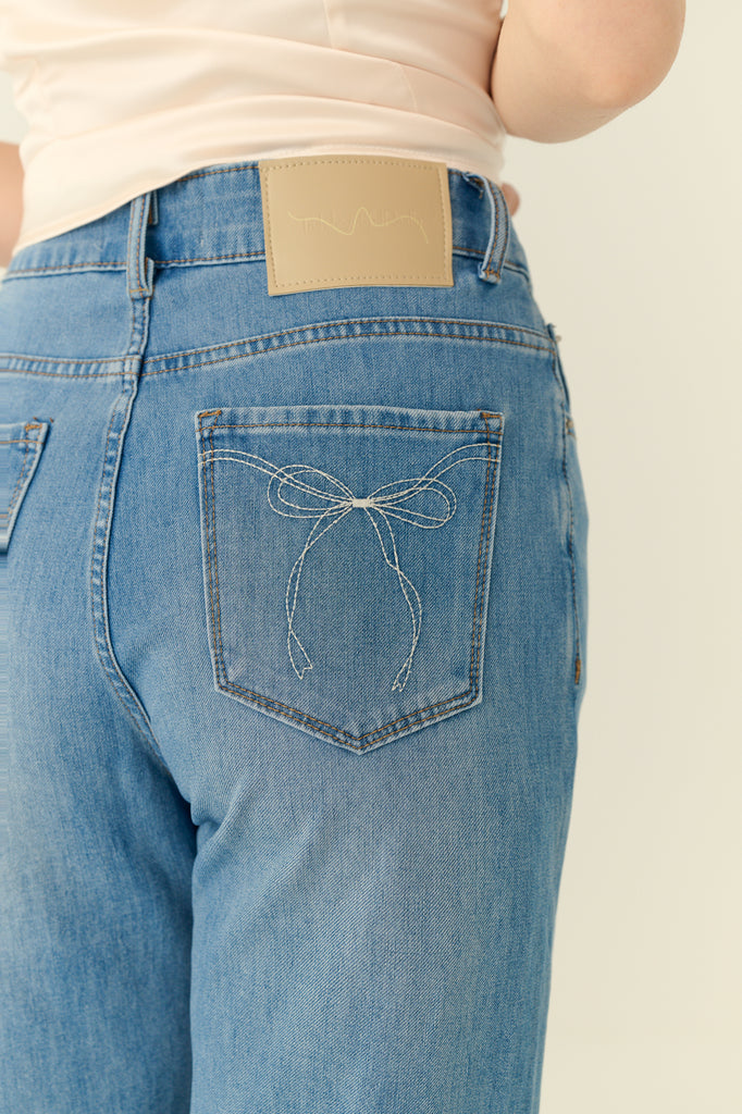 California sunset flare elastic jeans in blue