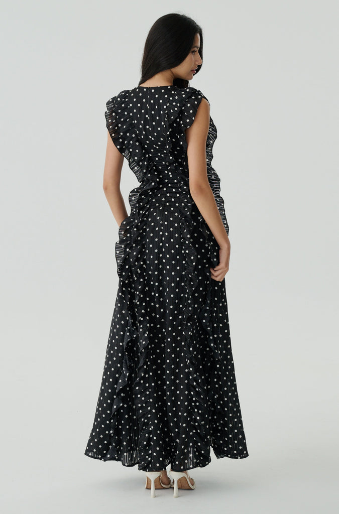 Anything but love polka dots chiffon maxi dress