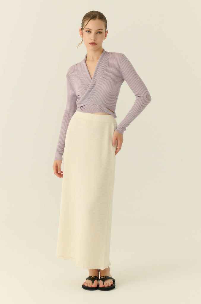 Cooling knit from tie cardigan in purple
