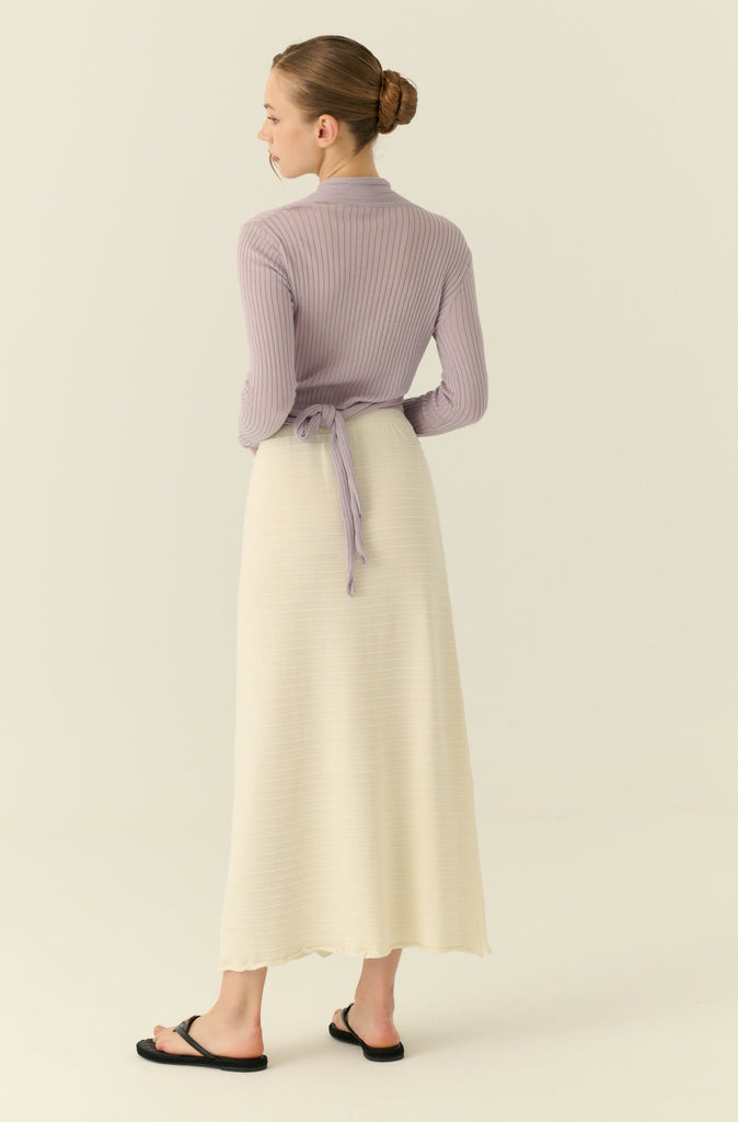 Cooling knit from tie cardigan in purple