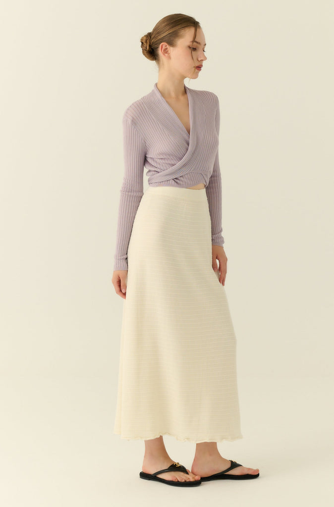 Cooling knit from tie cardigan in purple
