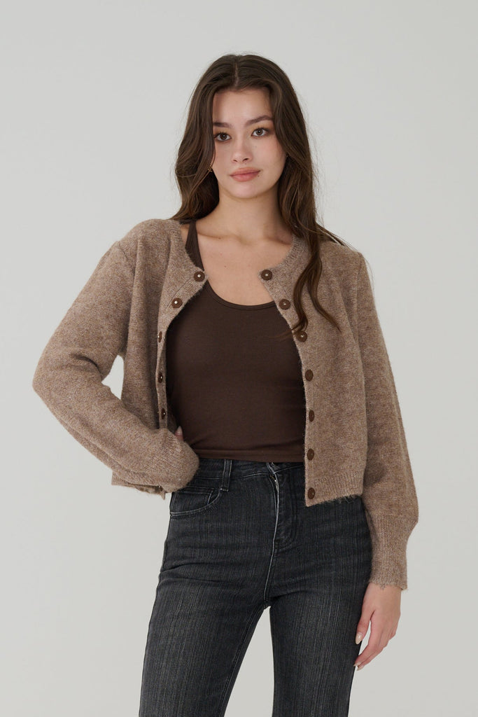 6% Wool Blend Two Ways Button Down Cardigan