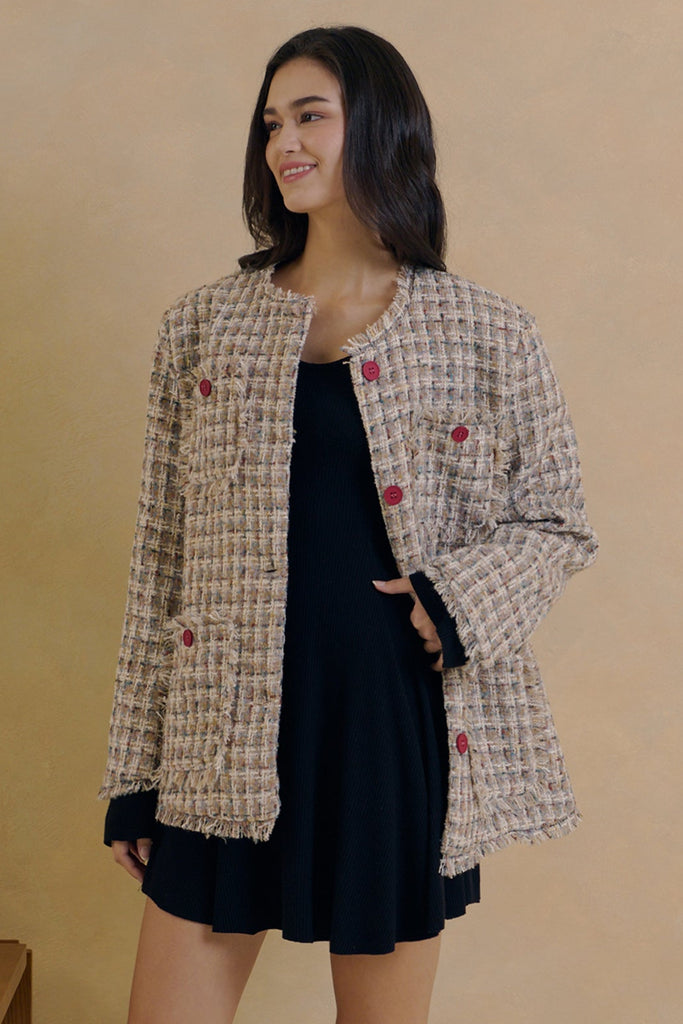20% wool blend tweed coat