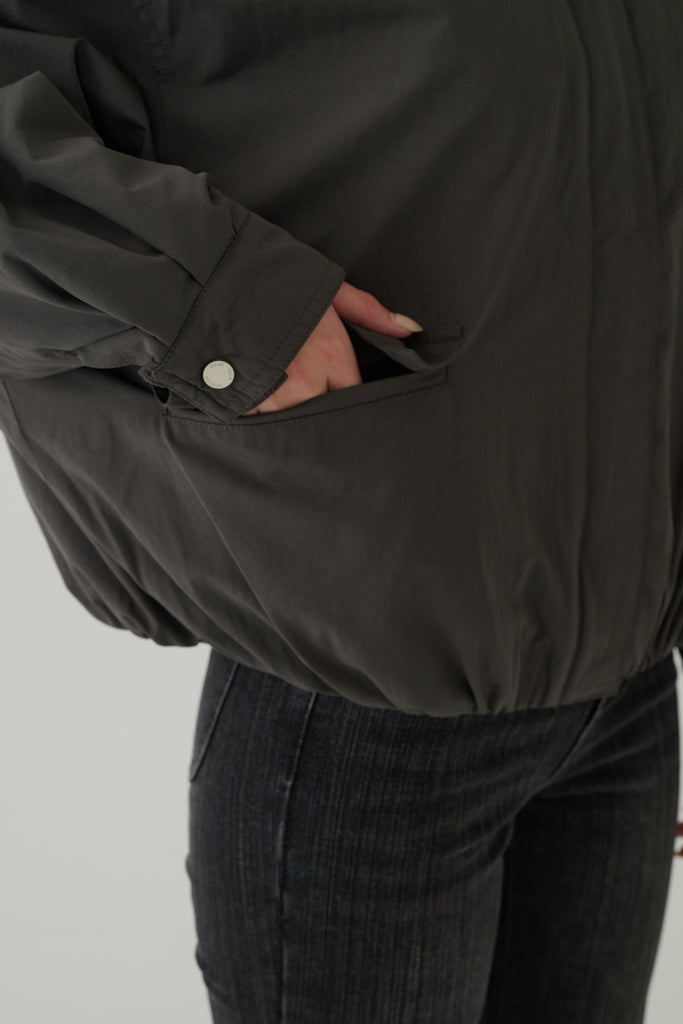 Retro style windbreaker jacket in Navy/Dark Grey/Grey