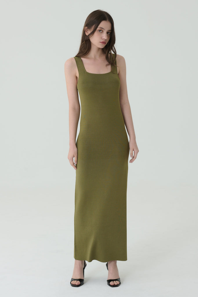 Smooth matcha knit dress