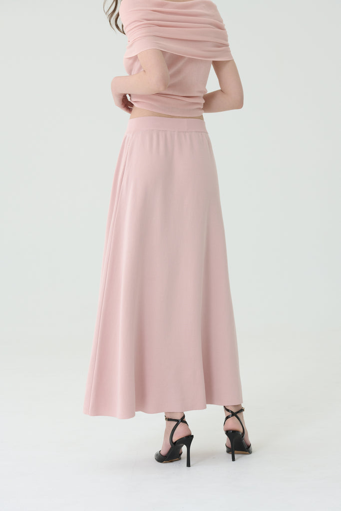 Dawn blush knit skirt in pink