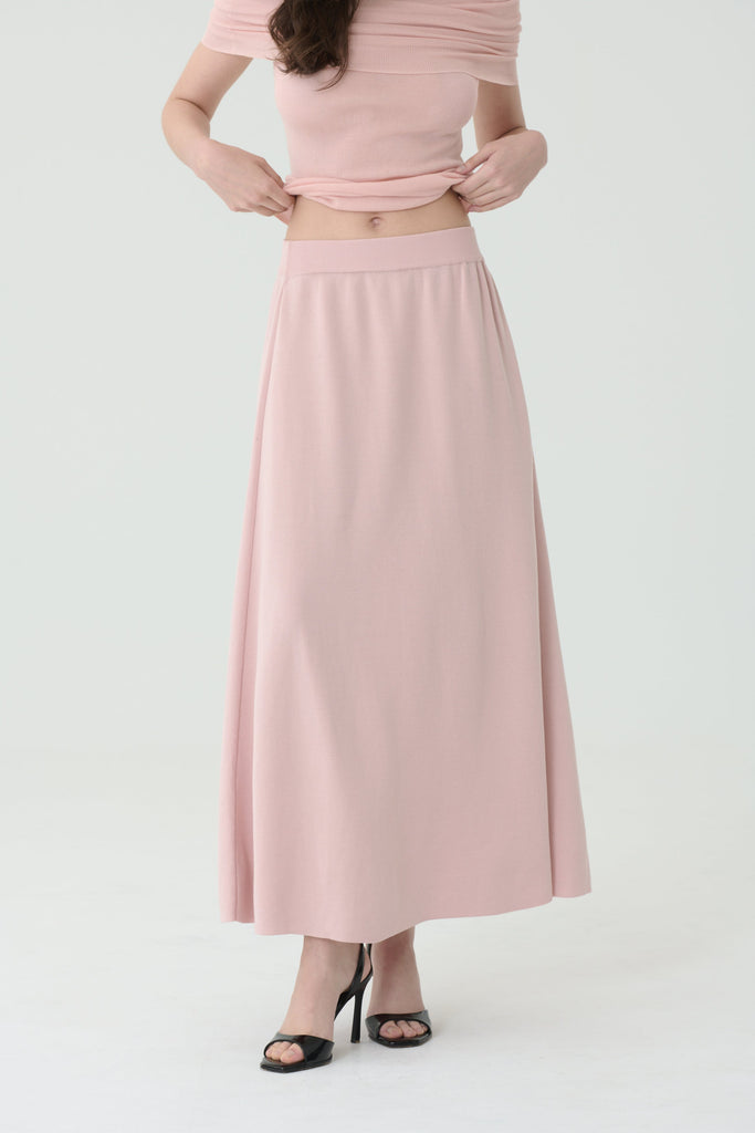 Dawn blush knit skirt in pink