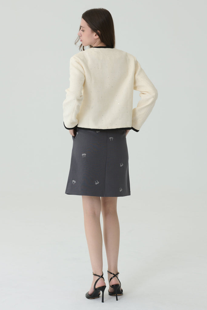 Paris bow-tied high-waist skirt