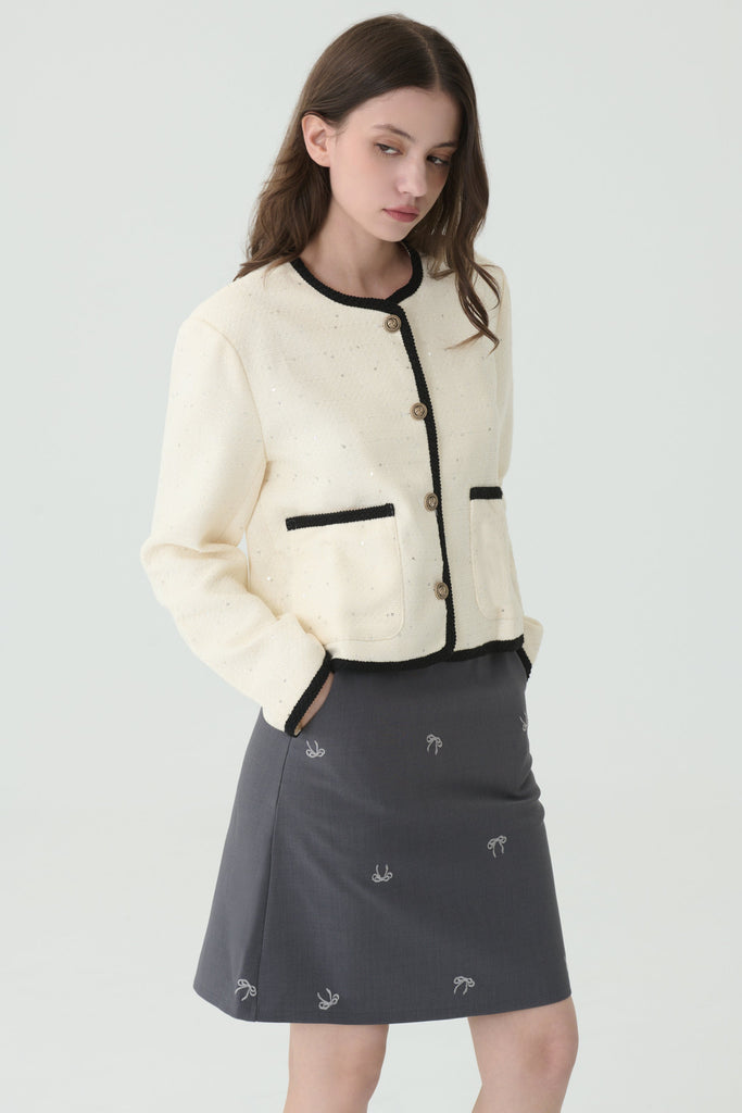 Paris bow-tied high-waist skirt