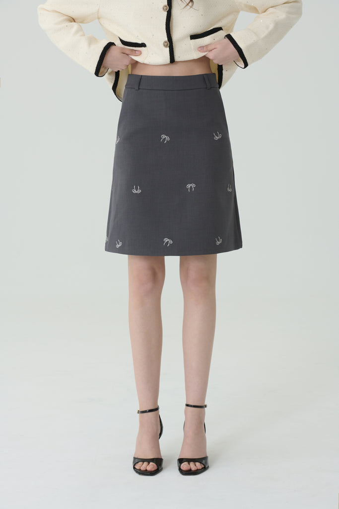 Paris bow-tied high-waist skirt