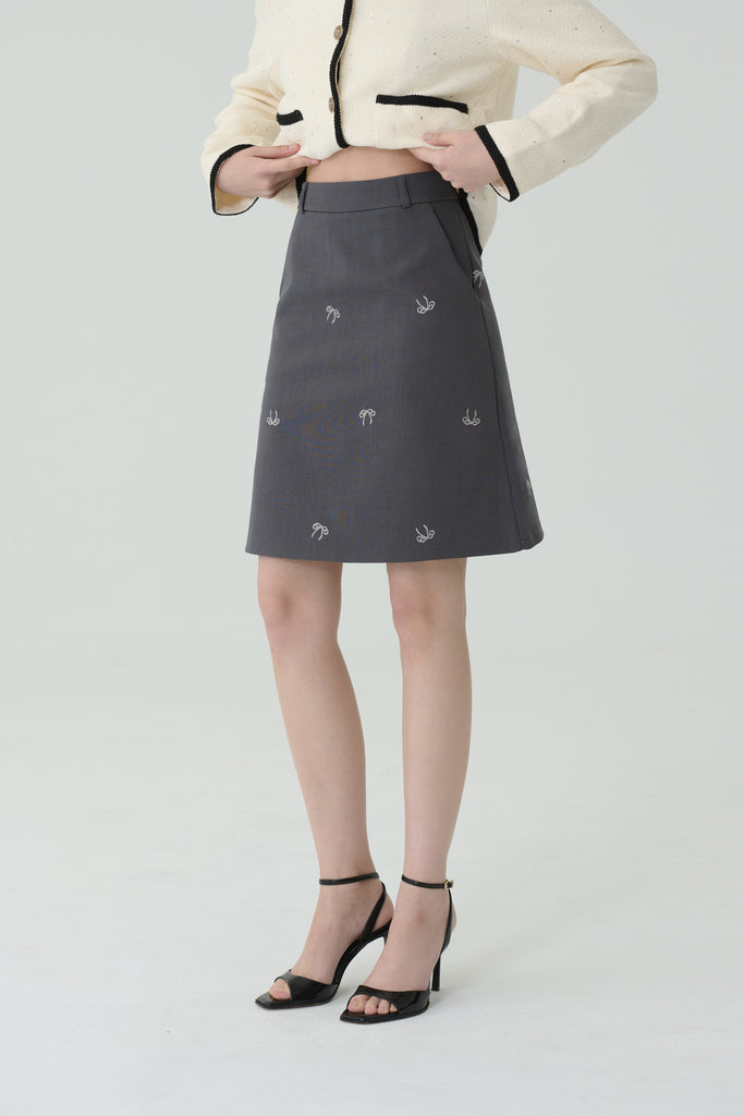 Paris bow-tied high-waist skirt