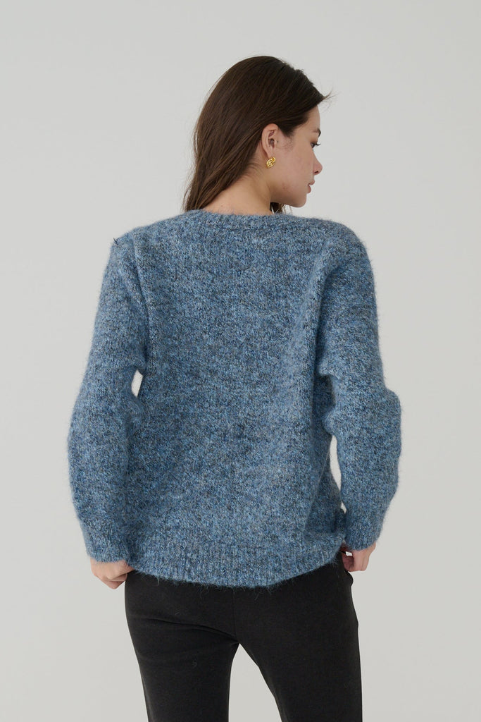 Snowy Knit wool blend Sweater in Blue