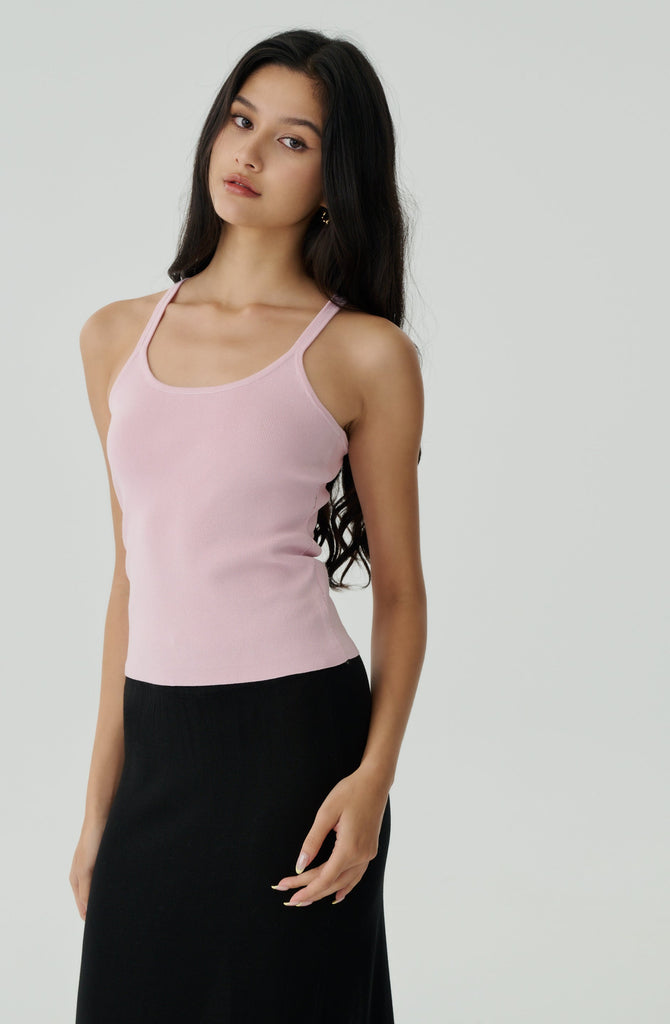 Quiet luxury knit top in pink