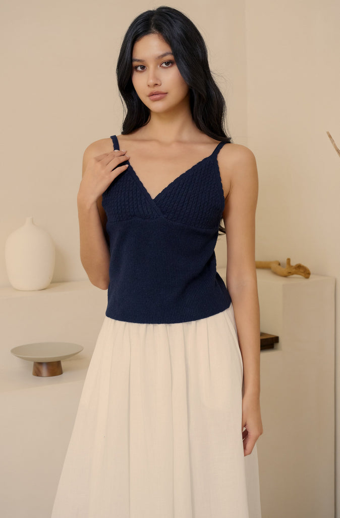 Layering knit vest in navy