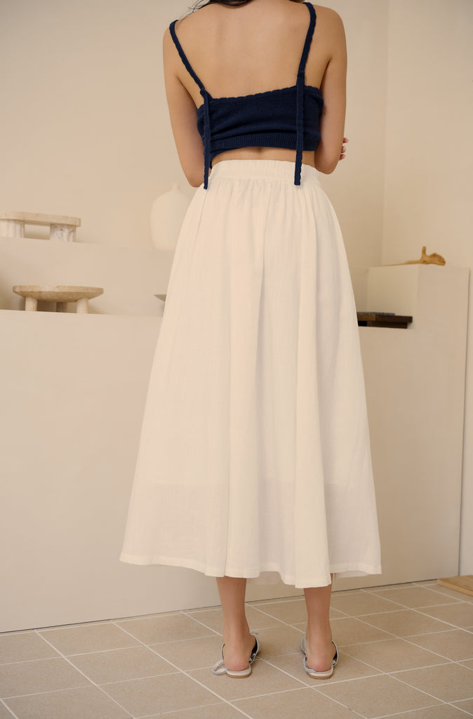 False alarm linen skirt in white