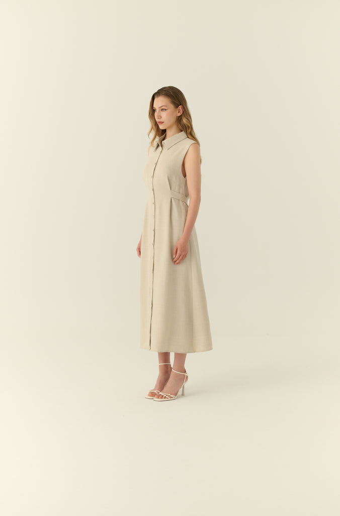 Élune classic maxi shirt dress in beige