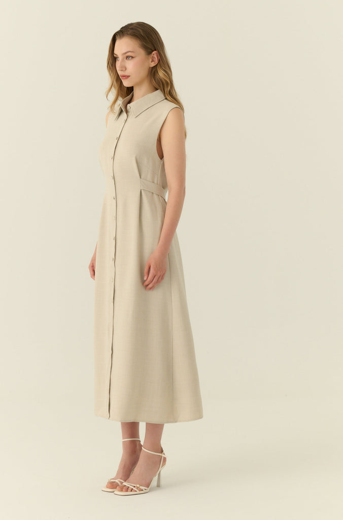 Élune classic maxi shirt dress in beige