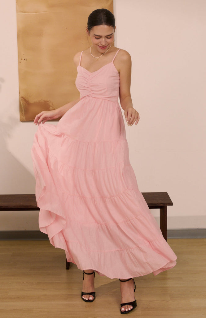 Summer Garden Linen dress in pink