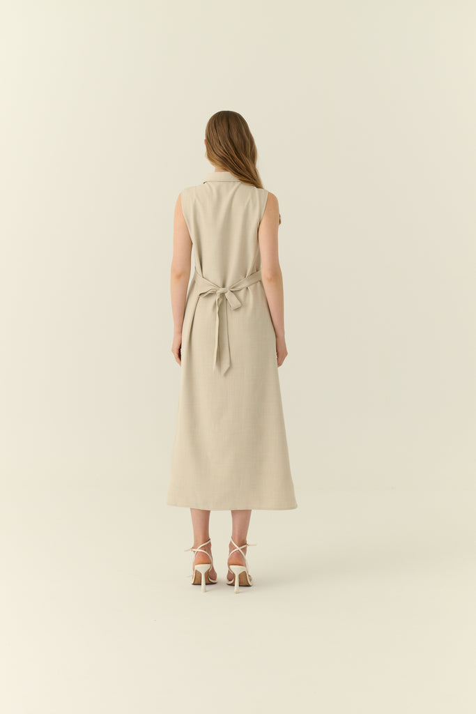 Élune classic maxi shirt dress in beige
