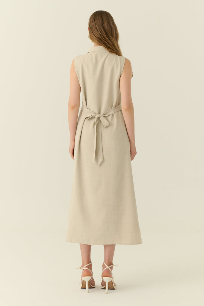 Élune classic maxi shirt dress in beige