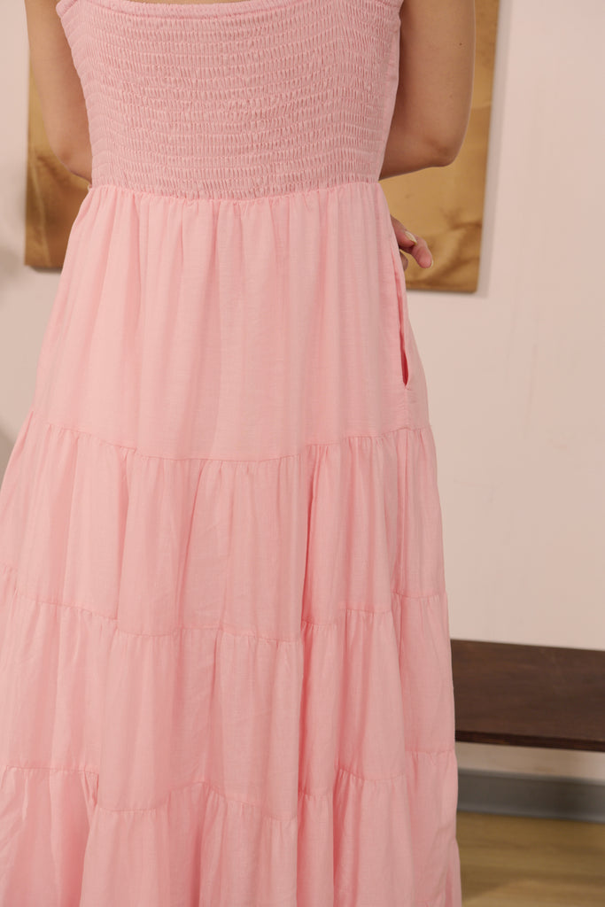 Summer Garden Linen dress in pink