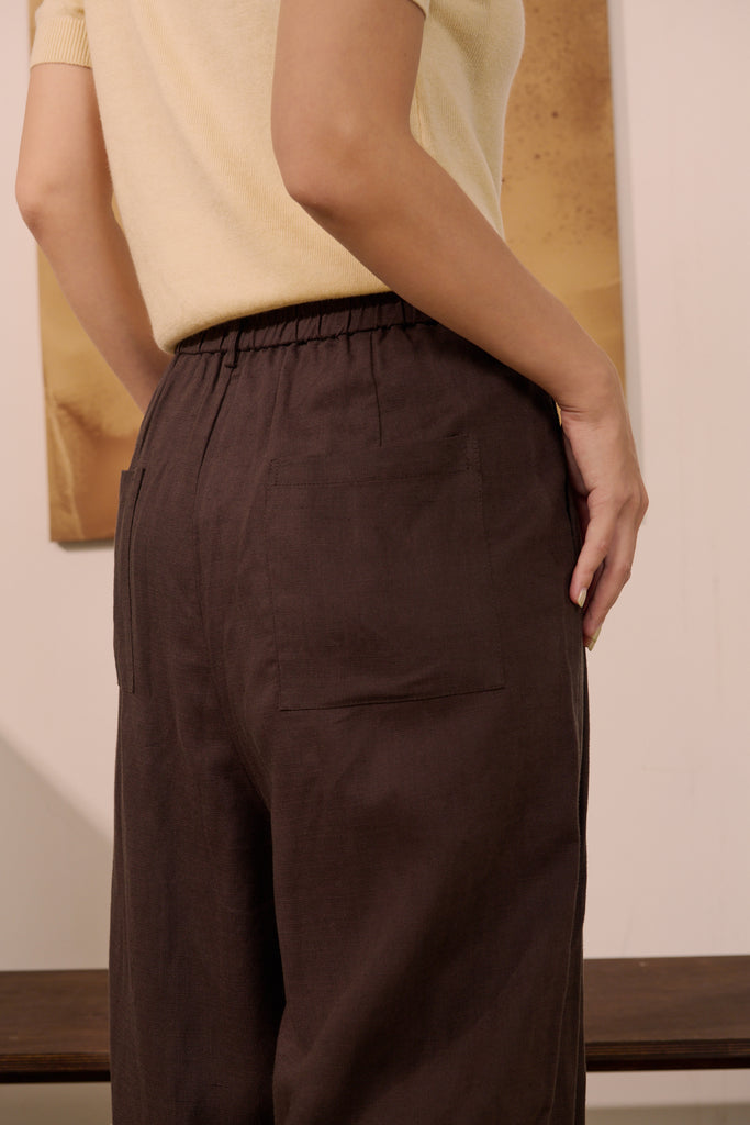Urban flow linen pants in cocoa