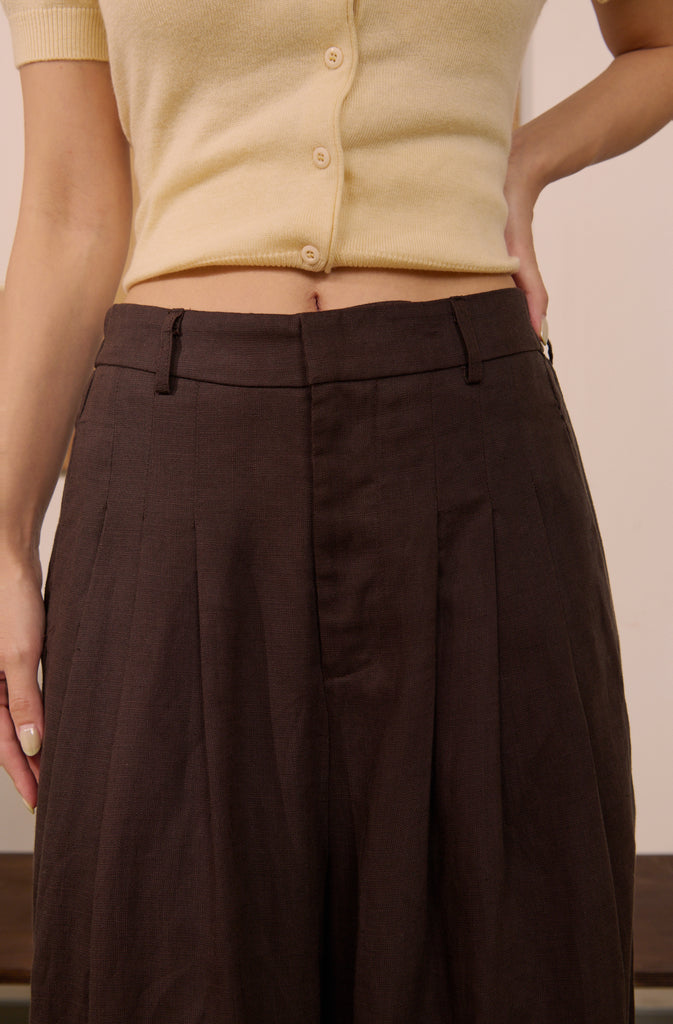 Urban flow linen pants in cocoa