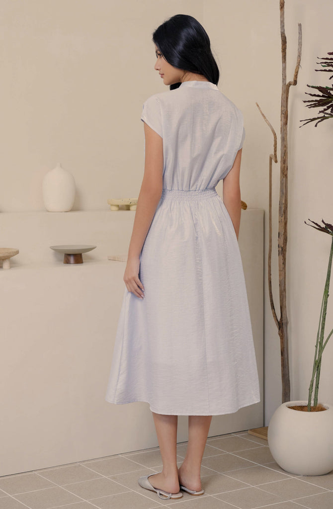 Let me fall elastic midi dress in blue