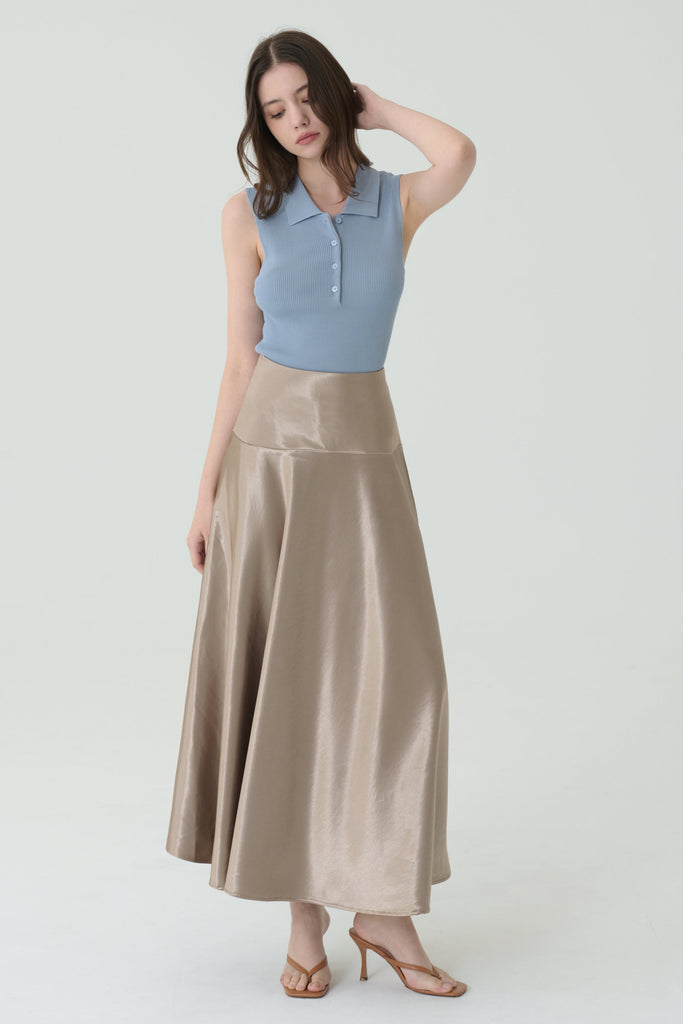 Champagne satin skirt in light gold
