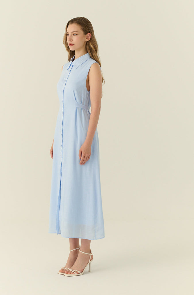 Élune classic maxi shirt dress in blue