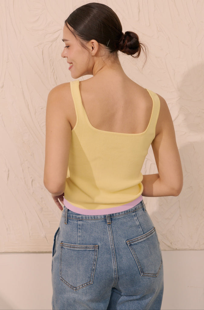Honey pop knit tank top in yellow