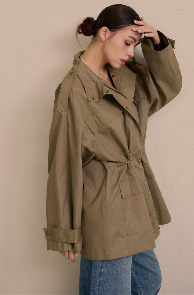 Scout layer trench coat in green