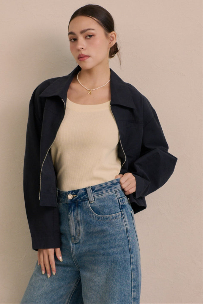 ZIP Minimal jacket in navy blue