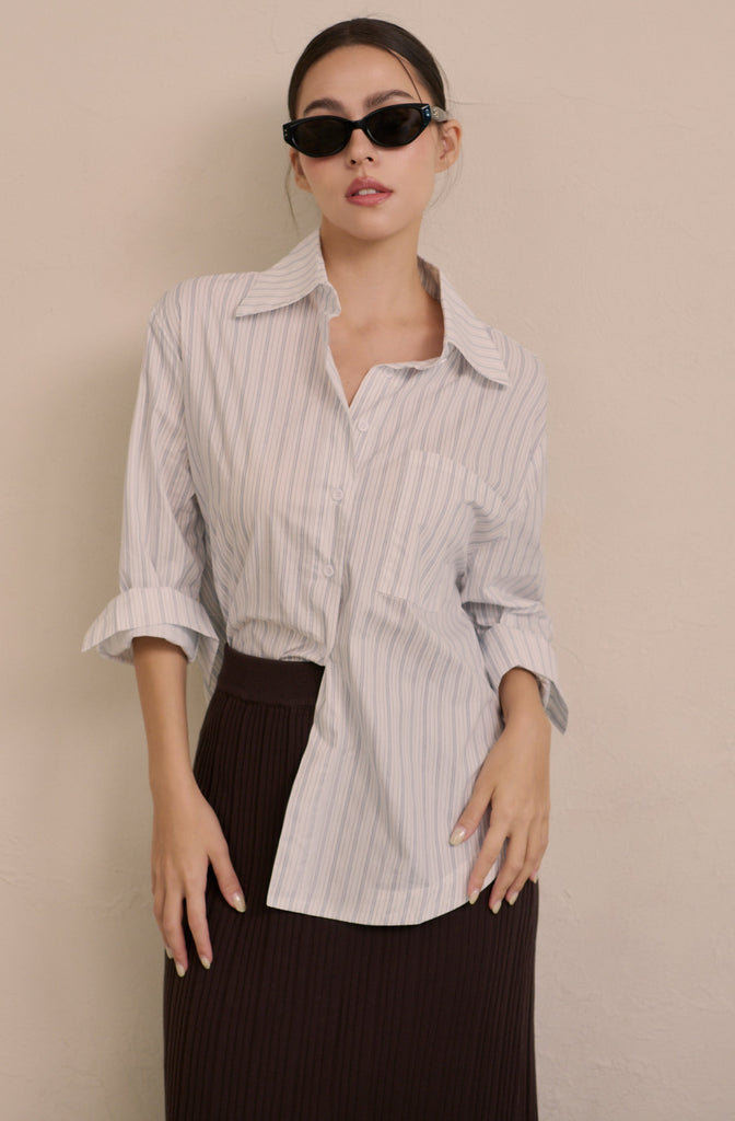 Casual daily stripe shirt in blue