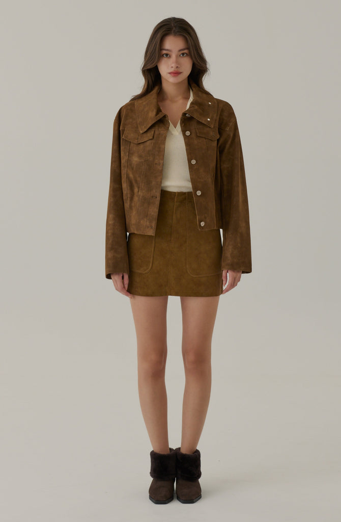 Brooklyn suede jacket in caramel