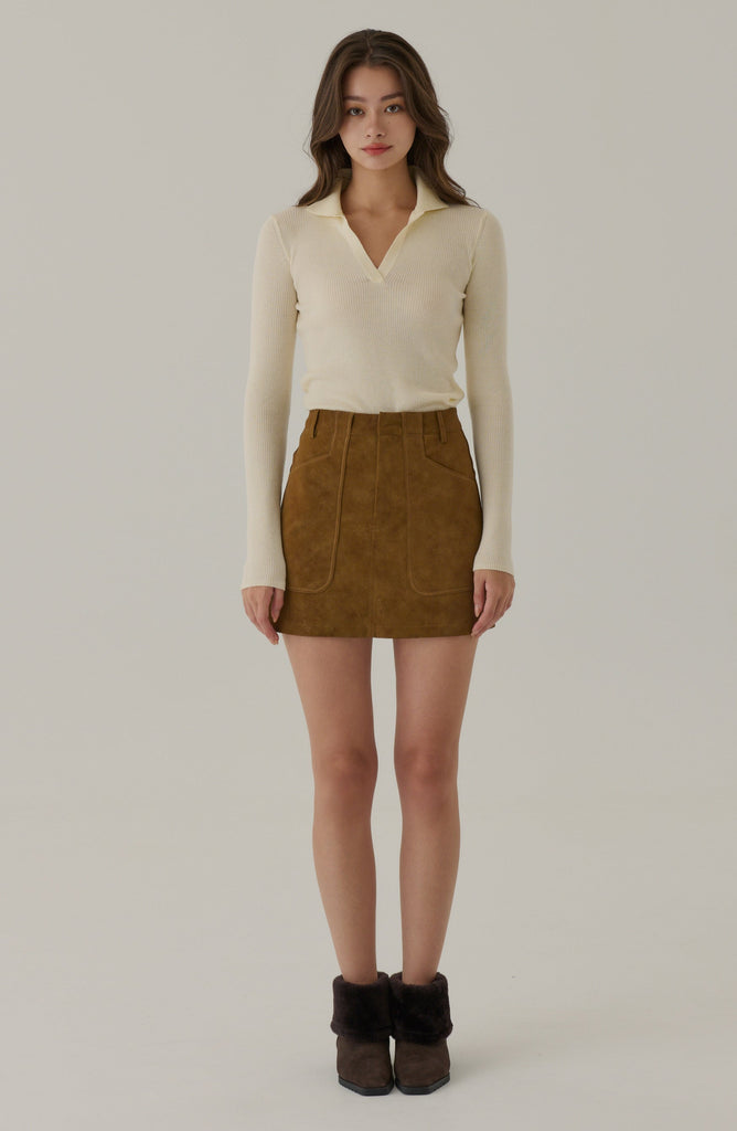 Brooklyn suede skort in caramel