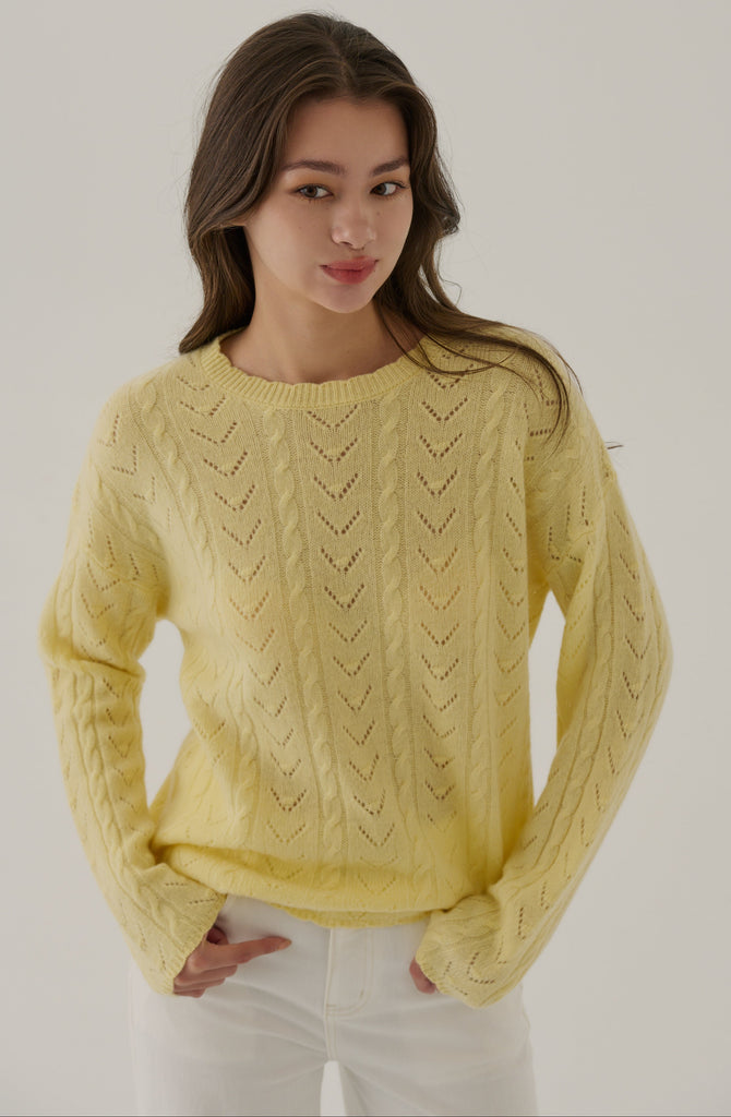 Milan cable knit 100% wool sweater